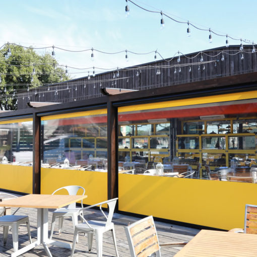 Rochester Hills commercial restaurant motorized vinyl patio shades